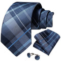 Blue Checked Necktie Set -Guocali