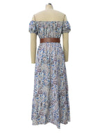 Boat Neck Bohemian Dress -Guocali