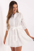 boho embroidered mandarin collar three quarter sleeves mini day dress – Daydress | GUOCALI