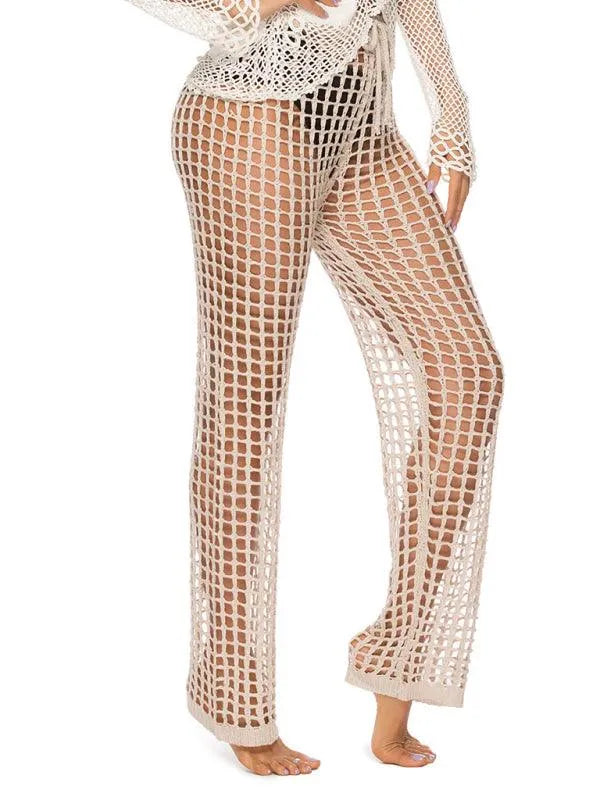 Boho Women Wide Leg Pants – High-Waist Lace -Guocali