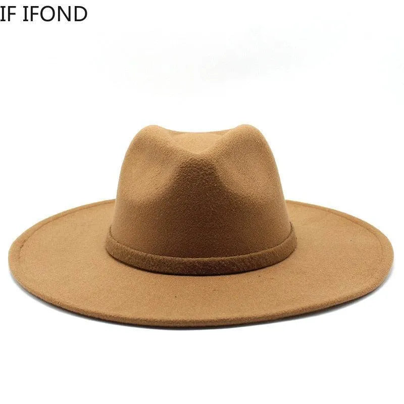 Classic tan British-style fedora hat with wide brim on white background, GUOCALI luxury accessory