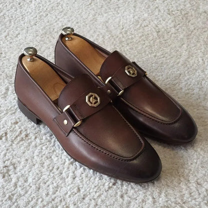 Brown Formal Men Loafers - Men Shoes -Guocali