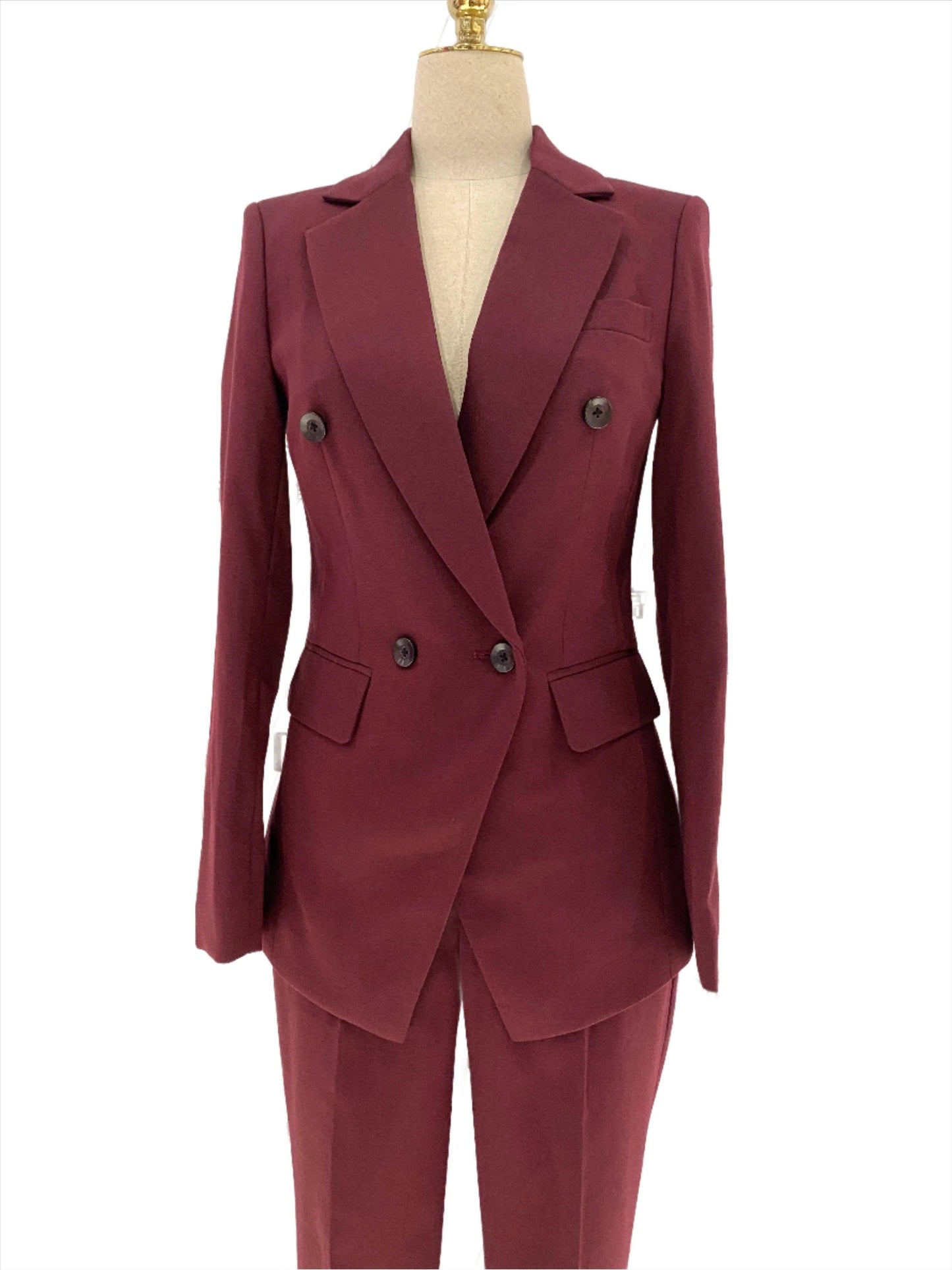 Burgundy Women Pant Suit- Formal Business Trouser Suit - Pantsuit - Guocali