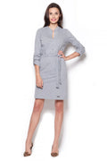 Casual Mandarin Collar Long Sleeves Shirt Dress