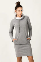 Casual Turtleneck Long Sleeves Day Dress