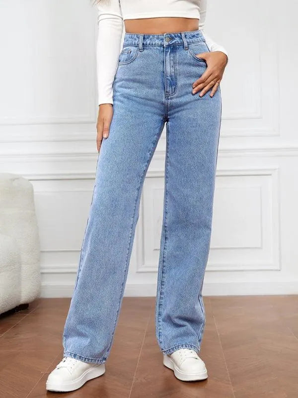 Casual Women Jeans – High-Waist Flat Front -Guocali