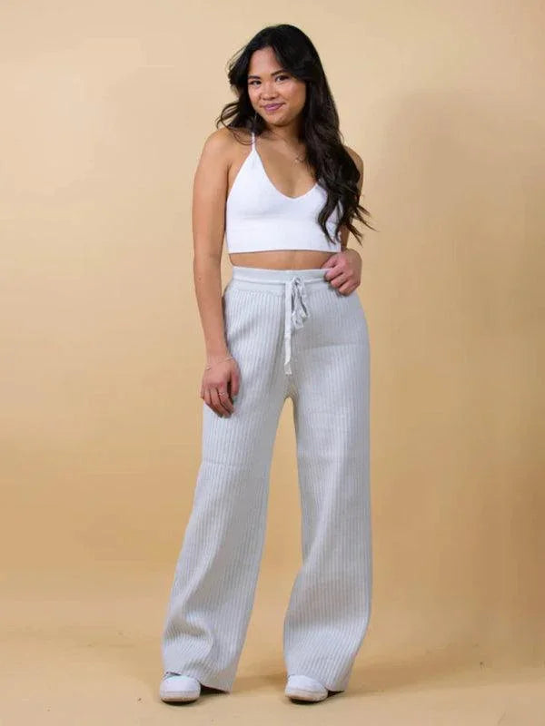 Casual Women's Trousers – High Rise Drawstring Fit -Guocali