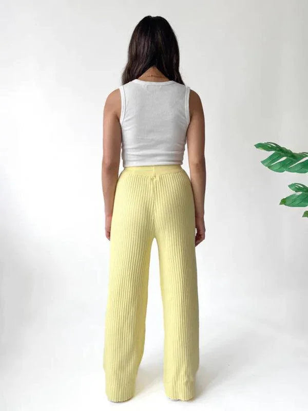 Casual Women's Trousers – High Rise Drawstring Fit -Guocali