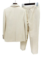 Chic, Elegant, Professional Women's Pant Suit - Geometric Single-Breasted