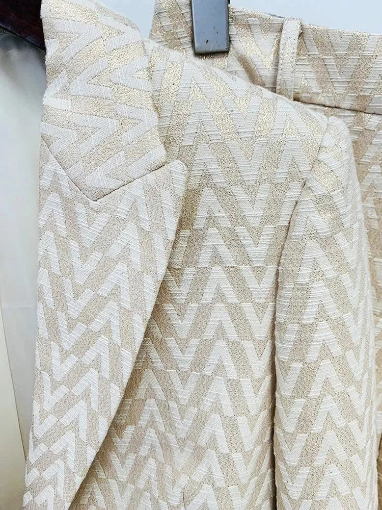 Chic, Elegant, Professional Women's Pant Suit - Geometric Single-Breasted