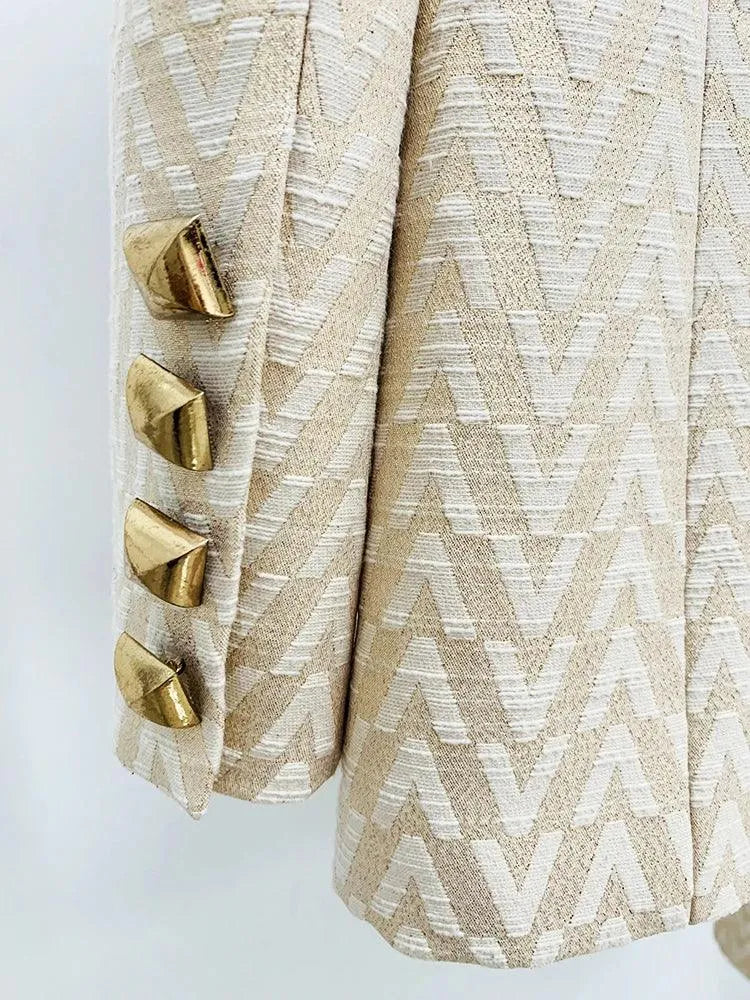 Chic, Elegant, Professional Women's Pant Suit - Geometric Single-Breasted