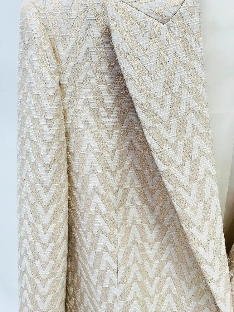 Chic, Elegant, Professional Women's Pant Suit - Geometric Single-Breasted