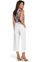 Chic Elegant Women Cropped Wide-Leg Pants – Mid-Waist Pleated