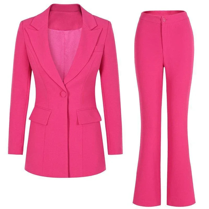 Chic, Elegant Women's Pant Suit - Solid One-Button