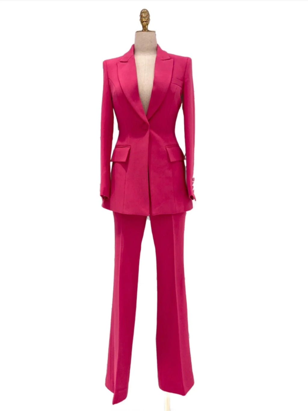 Chic, Elegant Women's Pant Suit - Solid One-Button