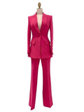 Chic, Elegant Women's Pant Suit - Solid One-Button