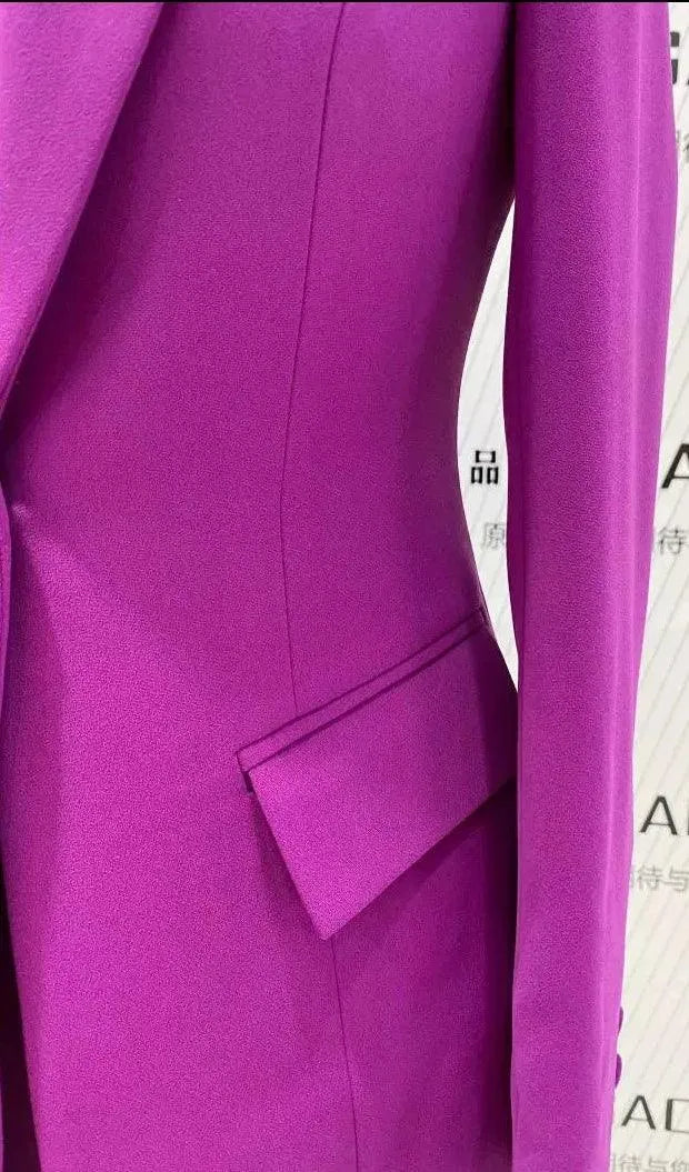 Chic, Elegant Women's Pant Suit - Solid One-Button