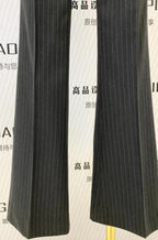 Chic Professional Women's Pant Suit - Striped Double-Breasted