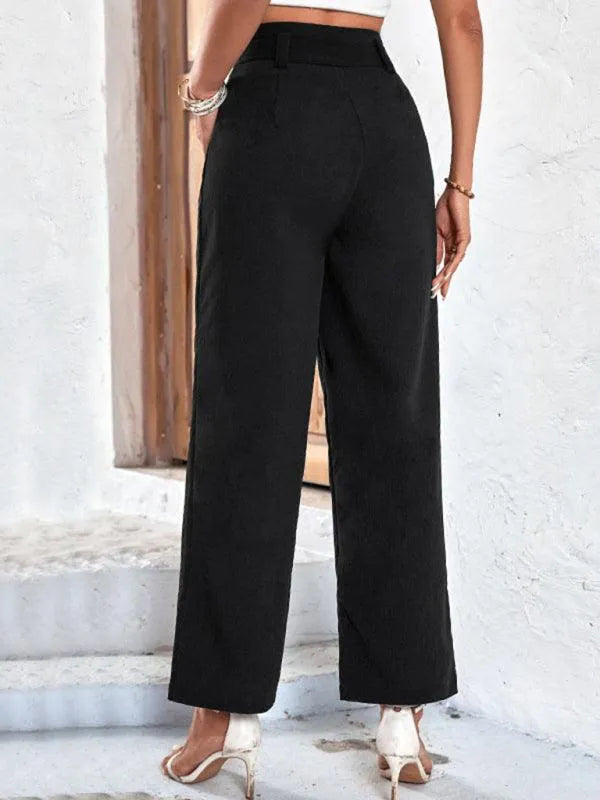 Chic Women's Cropped Pants – High-Waist Flat Front -Guocali
