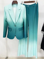 Chic Women's Pant Suit - Gradient Zipper