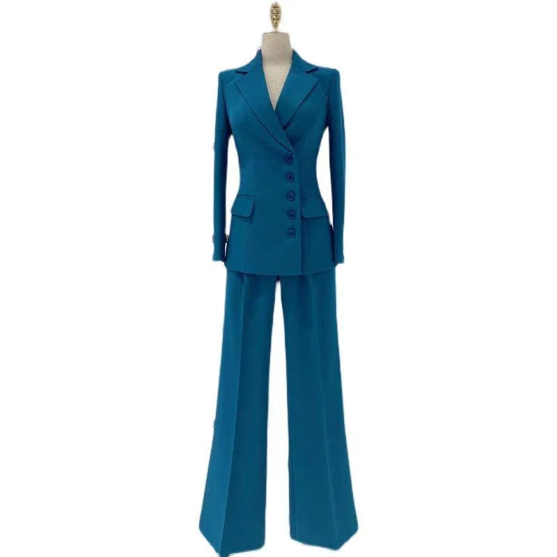 Chic Women's Pant Suit - Solid Button