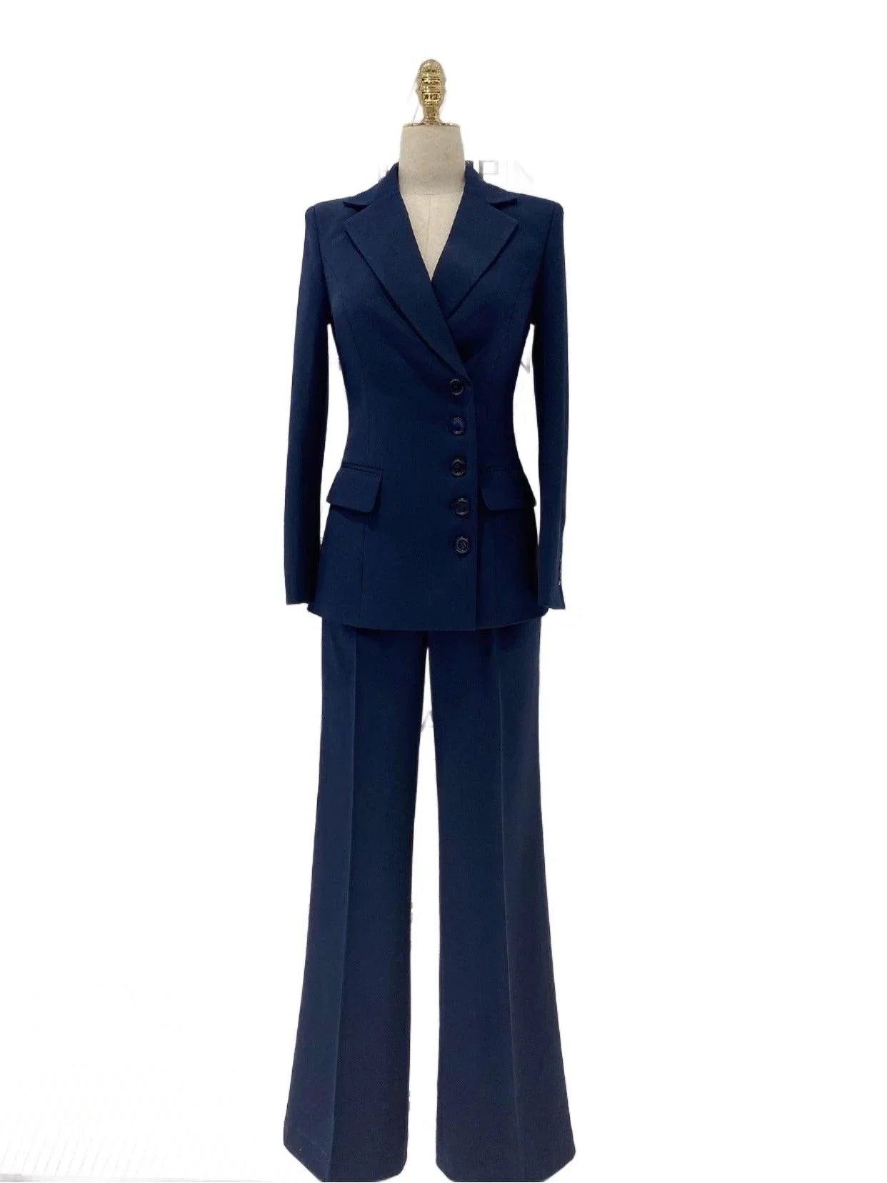 Chic Women's Pant Suit - Solid Button