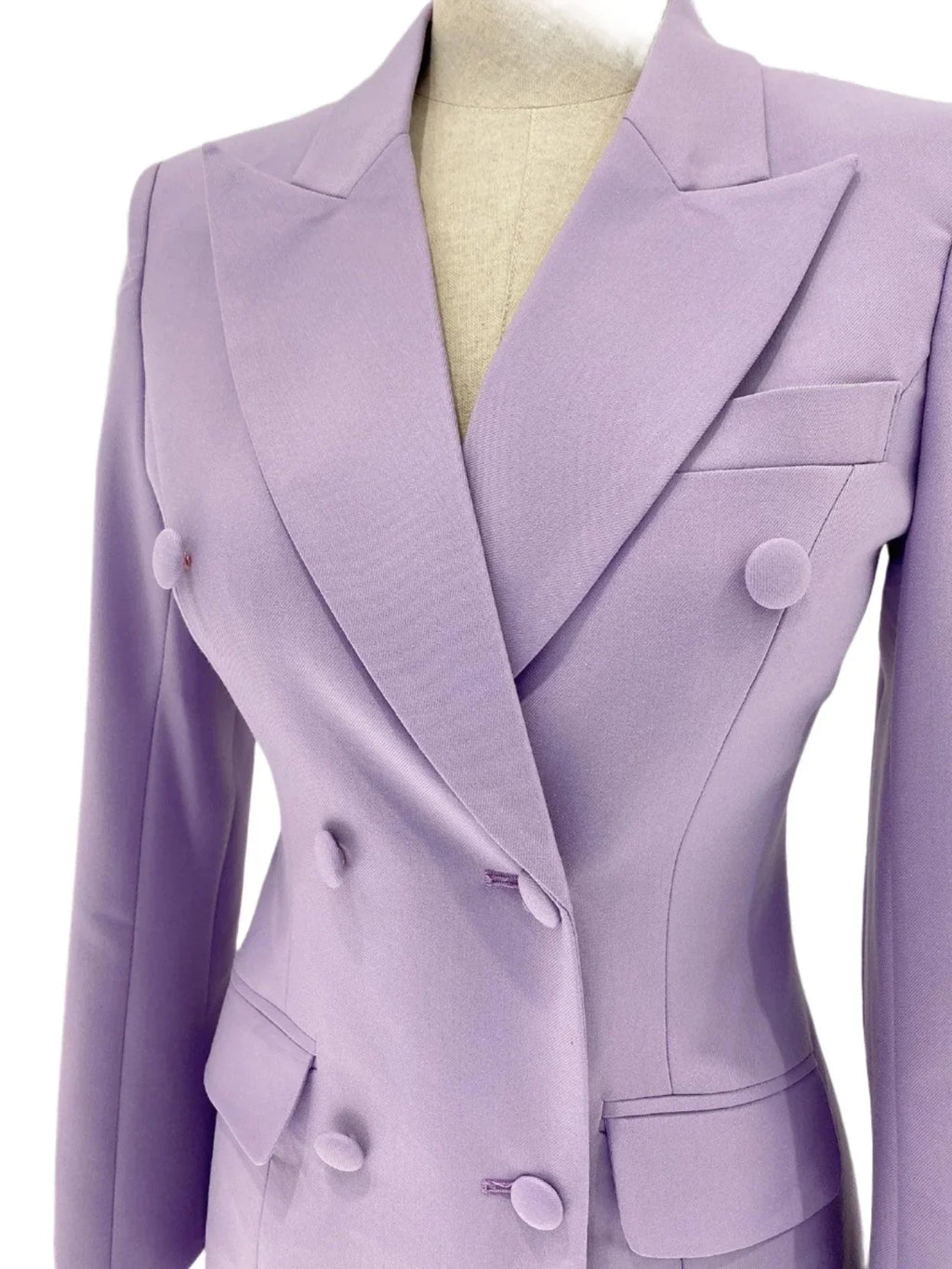Chic Women's Pant Suit - Solid Double-Breasted