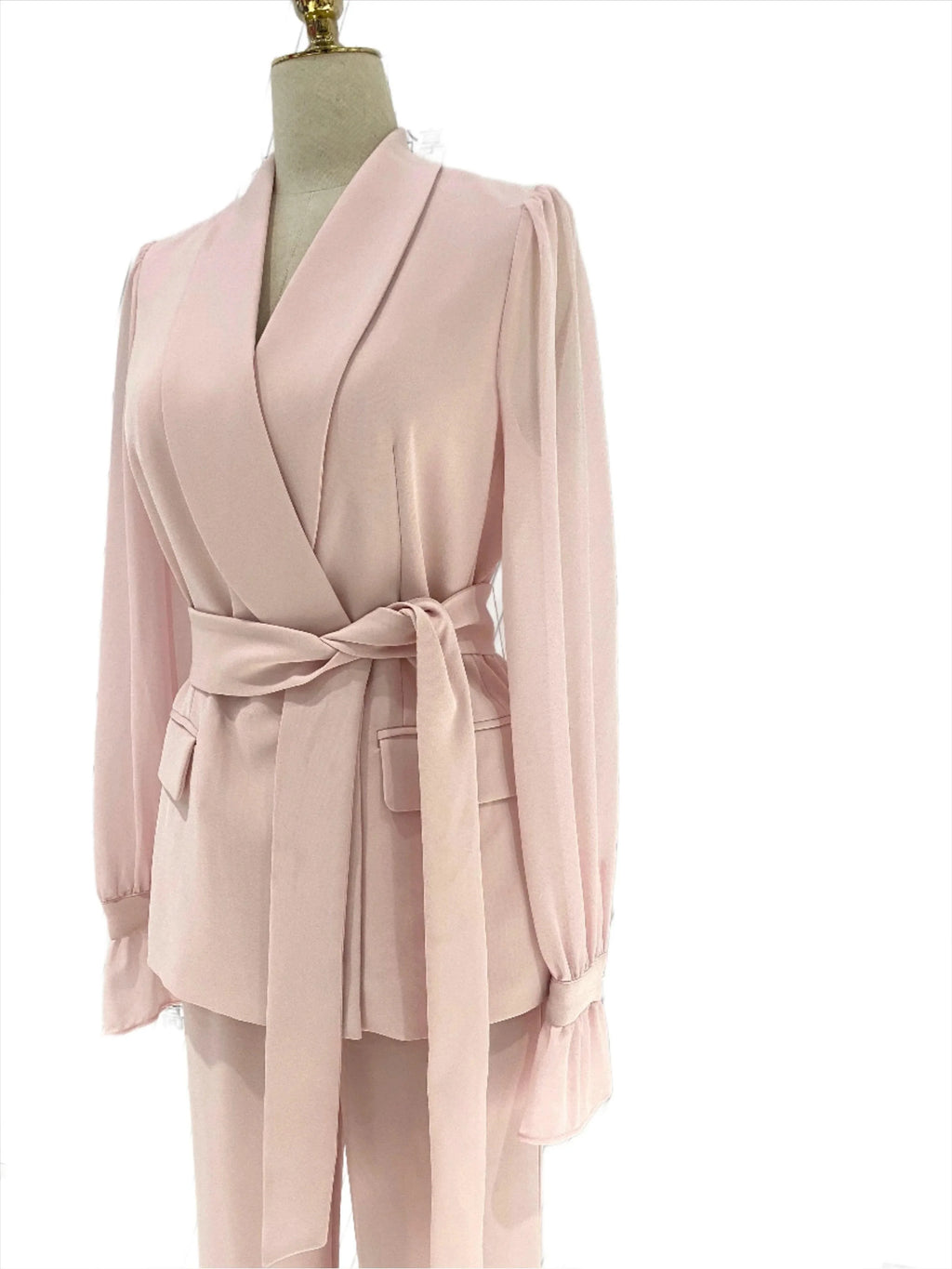 Chic Women's Pant Suit - Solid Double-Breasted