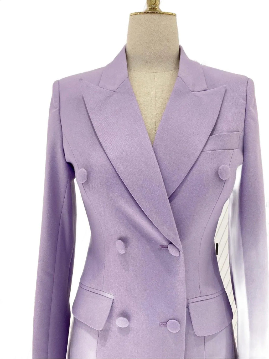 Chic Women's Pant Suit - Solid Double-Breasted