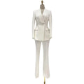 Chic Women's Pant Suit - Solid Single-Breasted