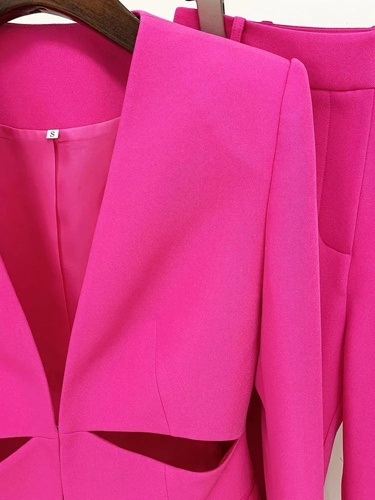 Chic Women's Pant Suit - Solid Zipper, Black