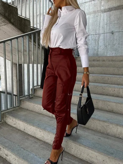 Chic Women's Trousers – High-Waist Slim Fit -Guocali