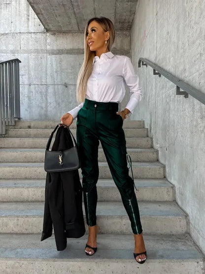 Chic Women's Trousers – High-Waist Slim Fit -Guocali