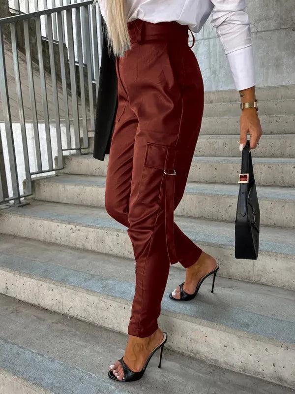 Chic Women's Trousers – High-Waist Slim Fit -Guocali