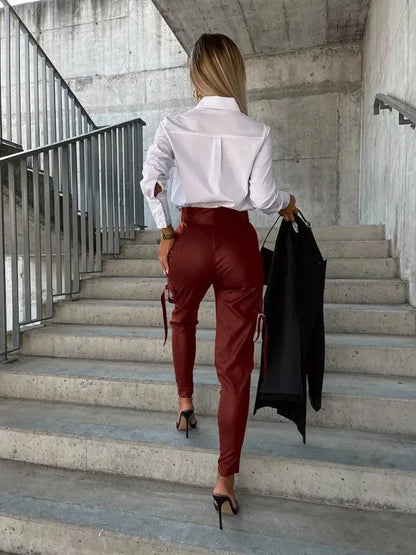 Chic Women's Trousers – High-Waist Slim Fit -Guocali