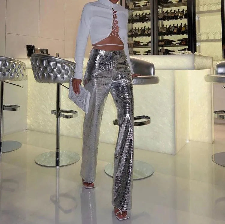 Chic Women Trousers – High Rise Solid Fit -Guocali