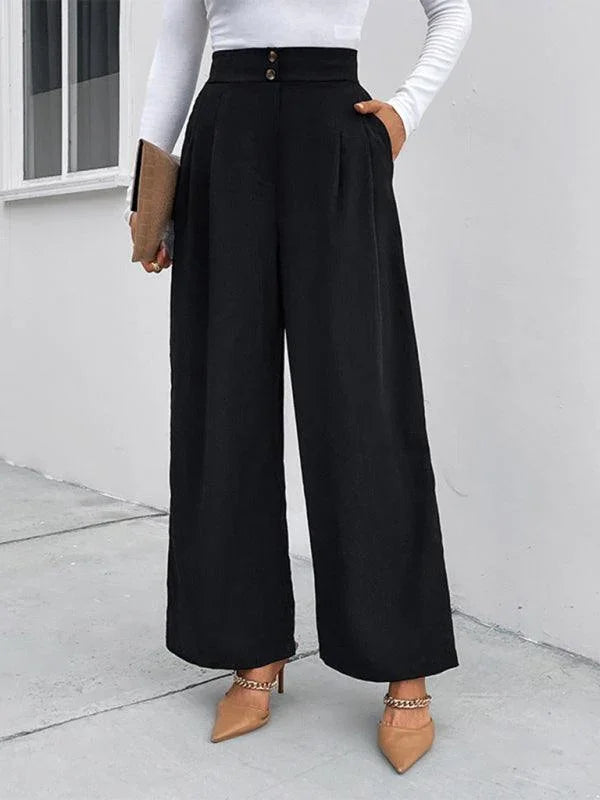 Chic Women Wide Leg Pants – High Rise Elastic -Guocali