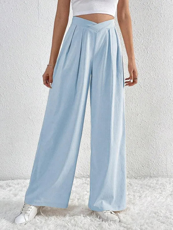 Chic Women Wide Leg Pants – High Rise Pleated -Guocali