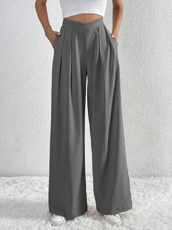 Chic Women Wide Leg Pants – High Rise Pleated -Guocali