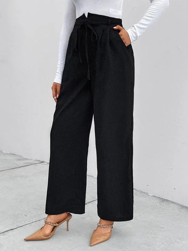 Chic Women Wide Leg Pants – High-Waist Elastic -Guocali