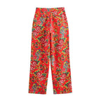 Chic Women Wide Leg Pants – High-Waist Floral -Guocali