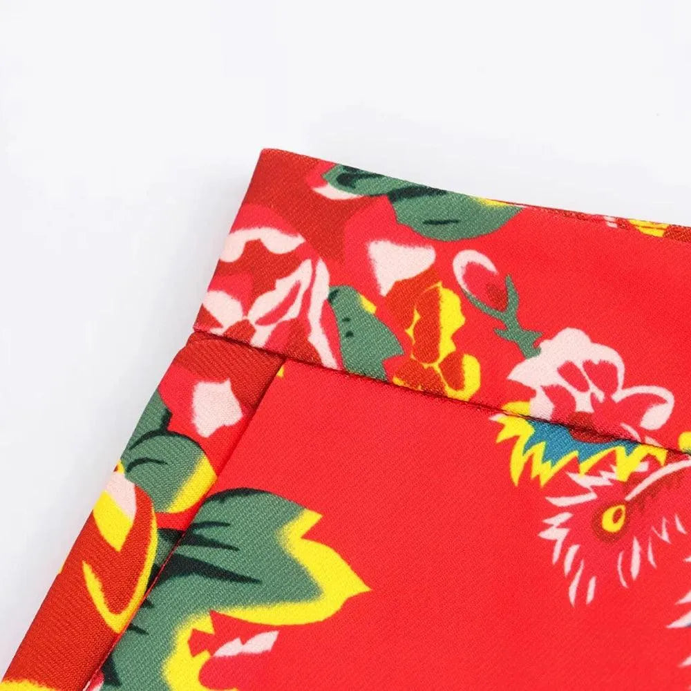 Chic Women Wide Leg Pants – High-Waist Floral -Guocali