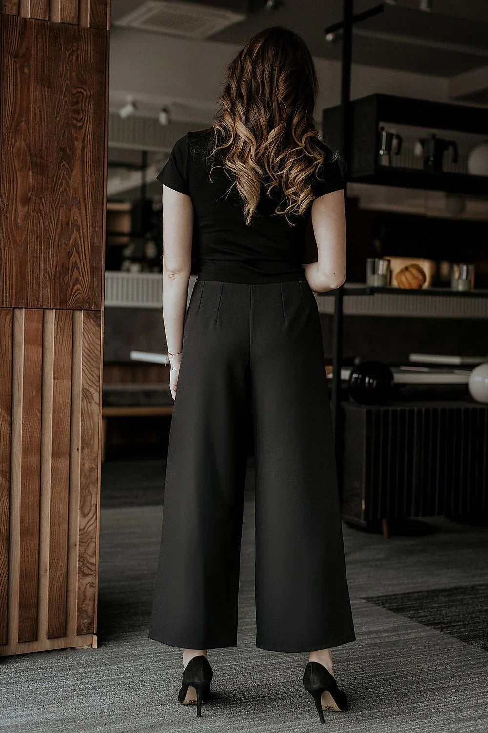 Chicprofessionalcasual Women Cropped Wide-Leg Pants – High-Waist Zipper Front -Guocali