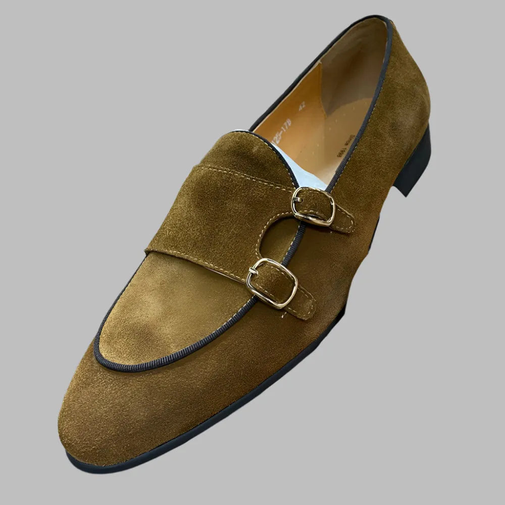 Classic Suede Leather Monk Strap Loafers -Guocali