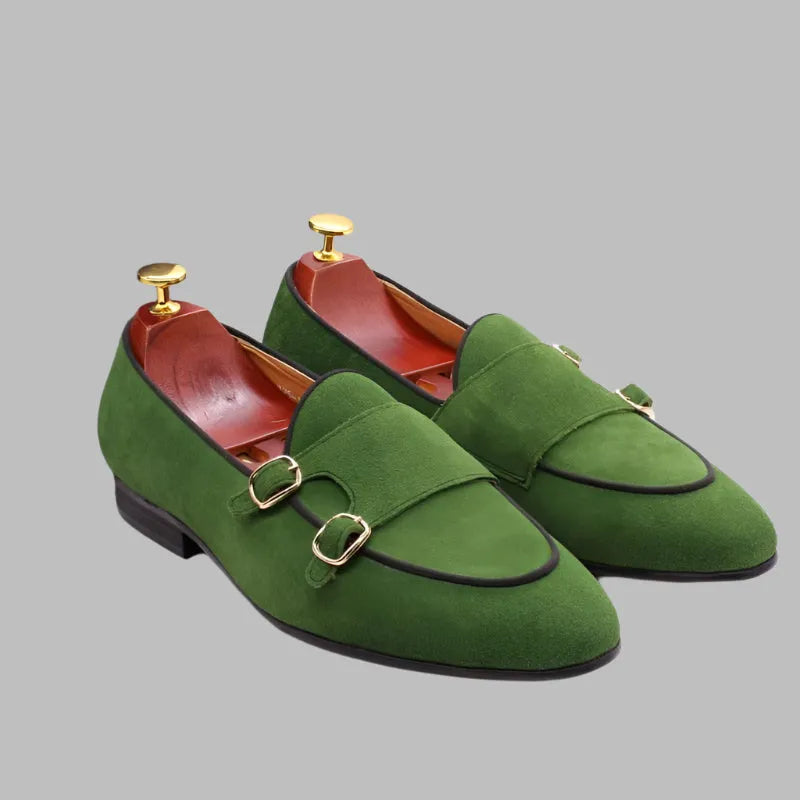 Classic Suede Leather Monk Strap Loafers -Guocali