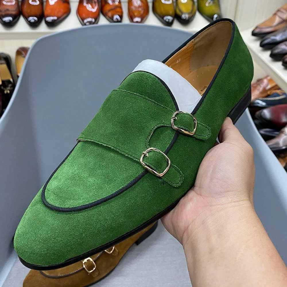 Classic Suede Leather Monk Strap Loafers -Guocali