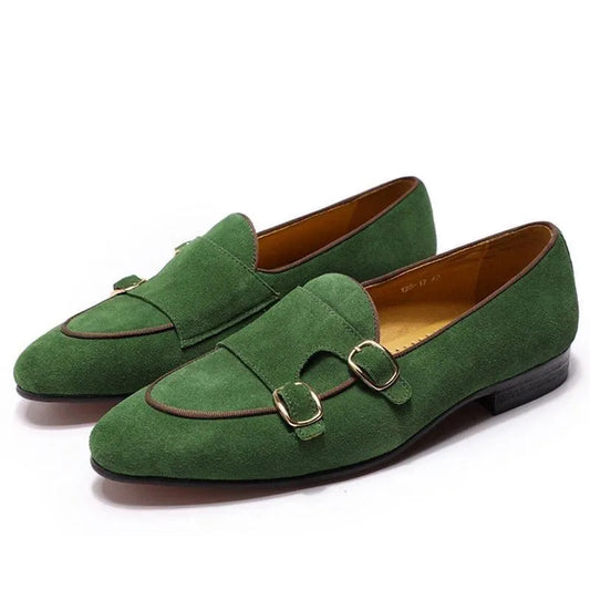 Classic Suede Leather Monk Strap Loafers -Guocali