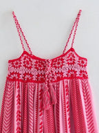 Crochet Patchwork Knitted Ethnic Slip Dress -Guocali