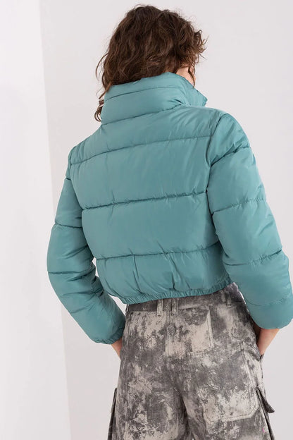 Women's Quilted Jacket, Puffer Jacket - Hooded Casual, Minimalist - Blue