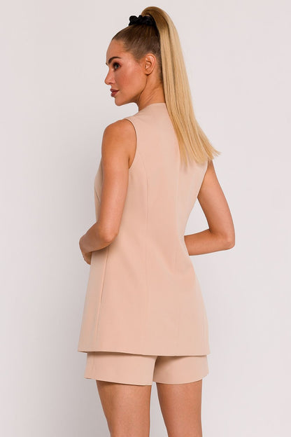Women Suit Vest - Stretchable - Sleeveless Beige